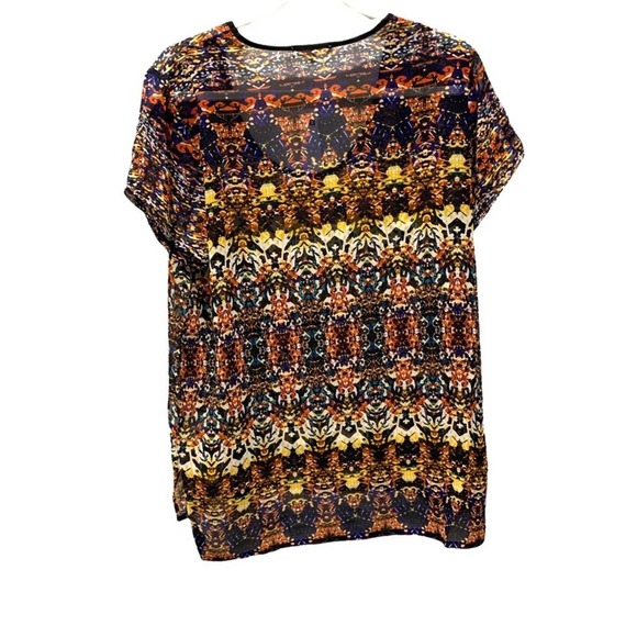 New LA Made top blouse geometric pattern shear size Medium short sleeve - Picture 3 of 8